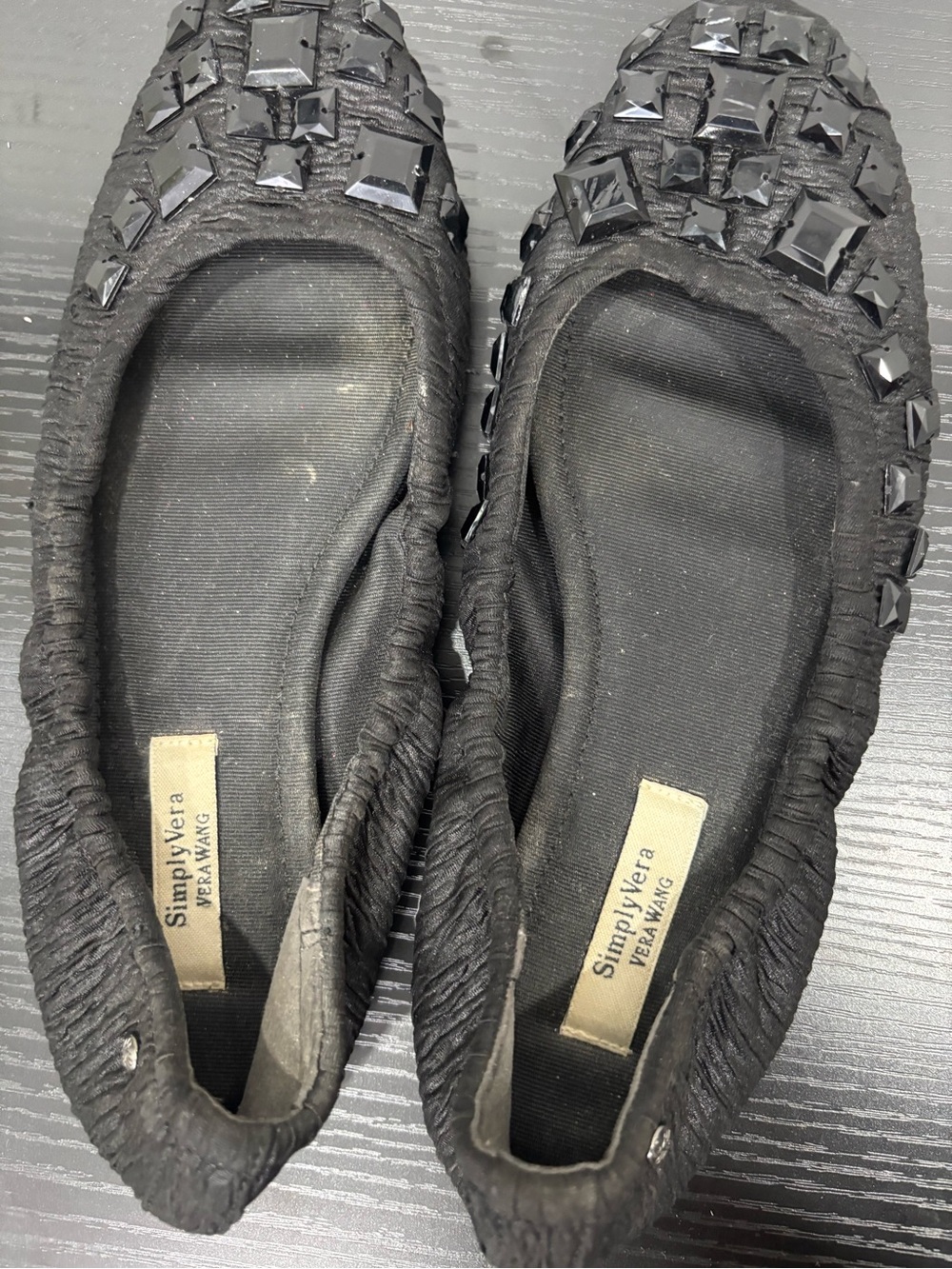 Simply Vera Vera Wang Black Embellished Ballet Flats